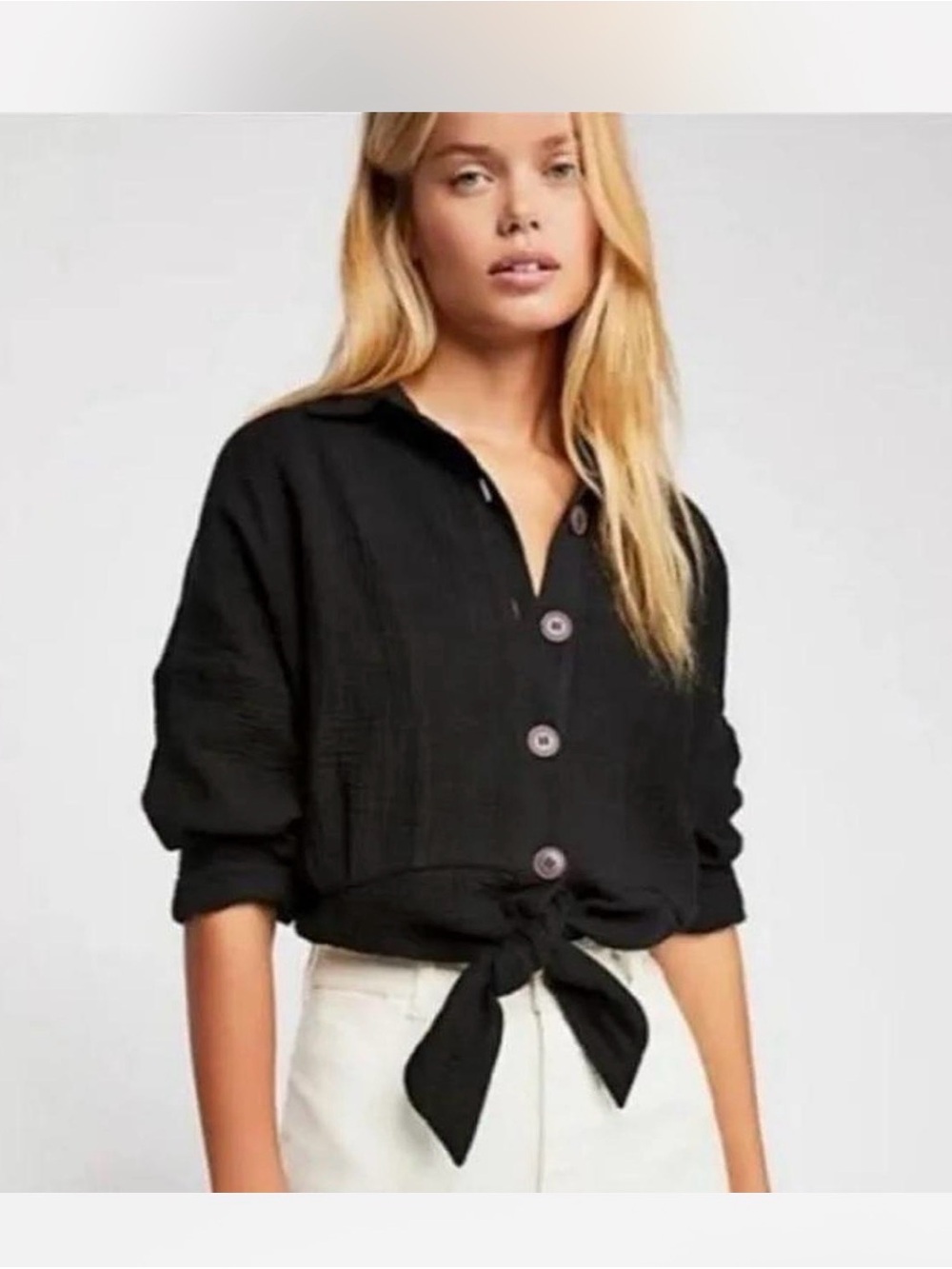 Free People Sunstreaks Front Tie Blouse - Small